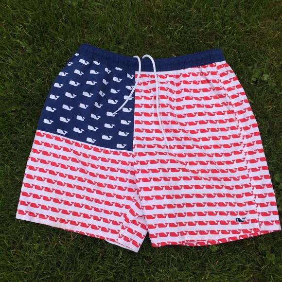 vineyard vines american flag swim trunks